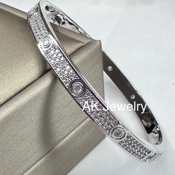 💎LUXURY Pave Diamond Style Design Bracelet Bangle Cuff Click Snap Love